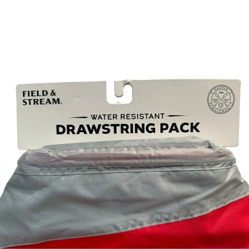 Field & Stream Water Resistant Drawstring Bag Backpack Coral & Grey NWT